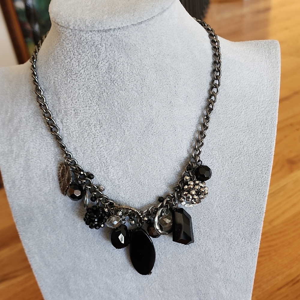Black and Silver Bauble Charm Necklace